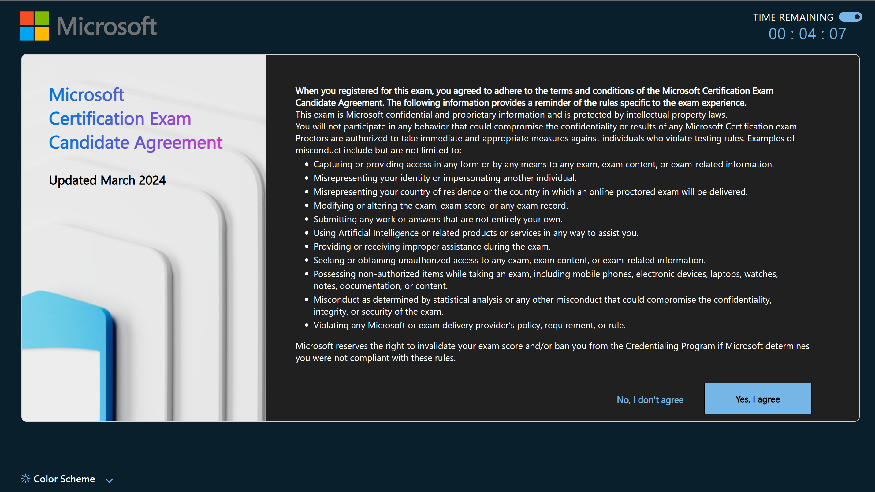 Microsoft Certification Exam Agreement