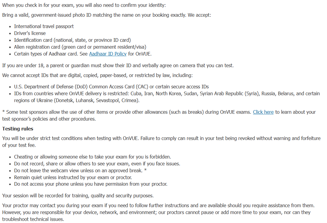 Online Exam Policies